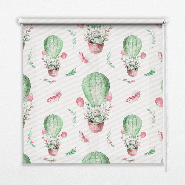 Rolgordijn voor het raam Groene ballonnen