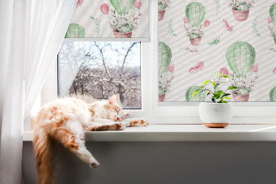 Rolgordijn voor het raam Groene ballonnen