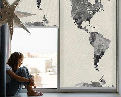 Rolgordijn voor het raam Zwarte continenten