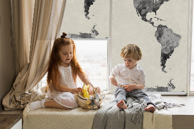 Rolgordijn voor het raam Zwarte continenten