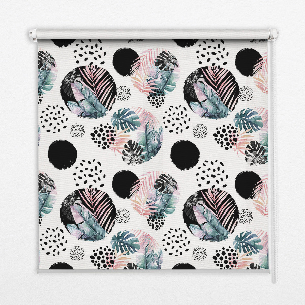 Rolgordijn voor het raam Cirkels en bladeren