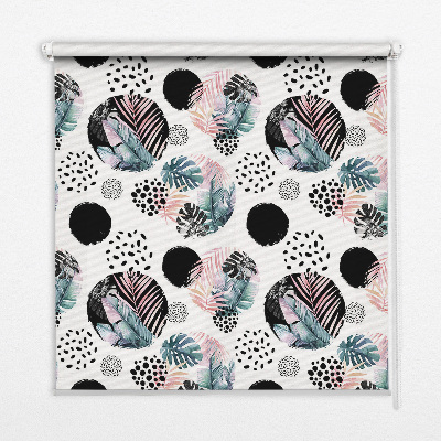 Rolgordijn voor het raam Cirkels en bladeren