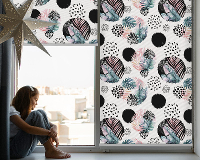 Rolgordijn voor het raam Cirkels en bladeren