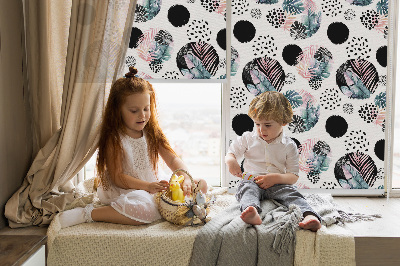 Rolgordijn voor het raam Cirkels en bladeren