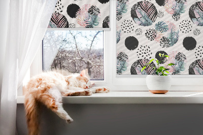 Rolgordijn voor het raam Cirkels en bladeren