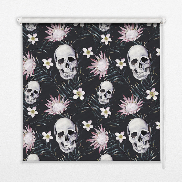Rolgordijn verduisterend Schedels tussen bloemen
