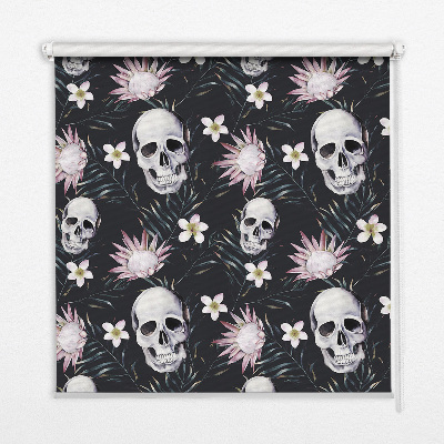 Rolgordijn verduisterend Schedels tussen bloemen