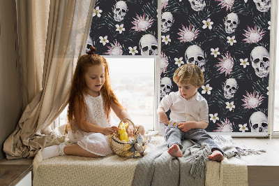 Rolgordijn verduisterend Schedels tussen bloemen