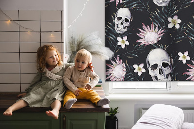 Rolgordijn verduisterend Schedels tussen bloemen