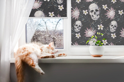 Rolgordijn verduisterend Schedels tussen bloemen