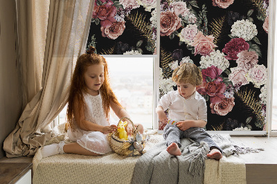 Rolgordijn voor het raam Boeket rozen