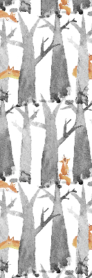 Rolgordijn verduisterend Grijze bomen rode vossen