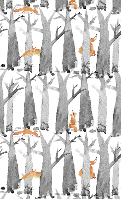 Rolgordijn verduisterend Grijze bomen rode vossen