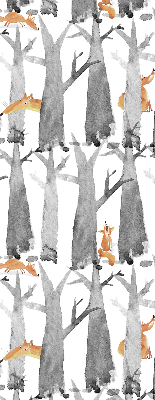 Rolgordijn verduisterend Grijze bomen rode vossen