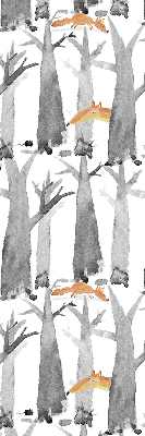 Rolgordijn verduisterend Grijze bomen rode vossen