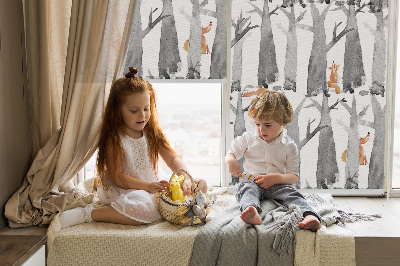 Rolgordijn verduisterend Grijze bomen rode vossen