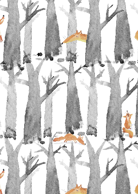 Rolgordijn verduisterend Grijze bomen rode vossen