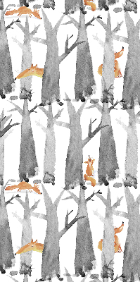 Rolgordijn verduisterend Grijze bomen rode vossen