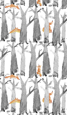 Rolgordijn verduisterend Grijze bomen rode vossen