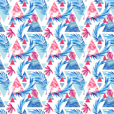 Rolgordijn verduisterend Blauwe bladeren en driehoeken