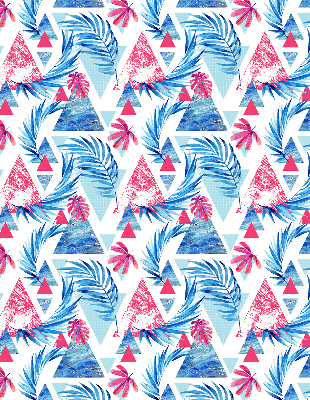 Rolgordijn verduisterend Blauwe bladeren en driehoeken