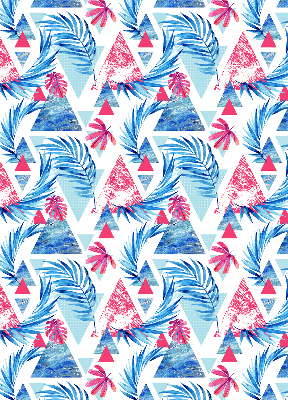 Rolgordijn verduisterend Blauwe bladeren en driehoeken