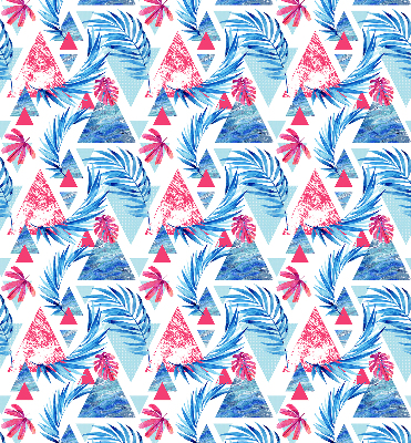 Rolgordijn verduisterend Blauwe bladeren en driehoeken