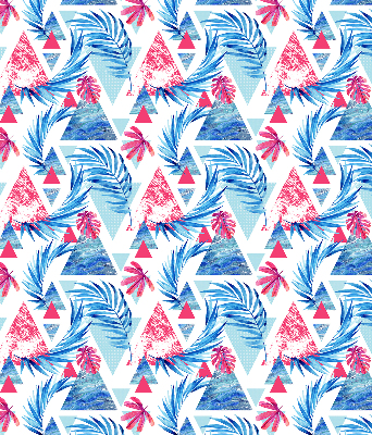 Rolgordijn verduisterend Blauwe bladeren en driehoeken