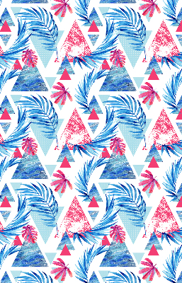 Rolgordijn verduisterend Blauwe bladeren en driehoeken