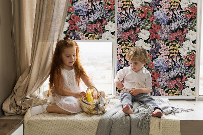 Rolgordijn voor het raam Kleurrijke bloemen