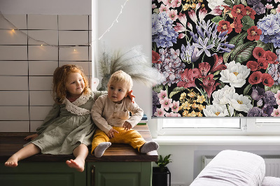 Rolgordijn voor het raam Kleurrijke bloemen