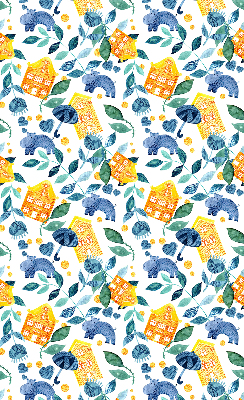 Rolgordijn verduisterend Gele huizen blauwe planten