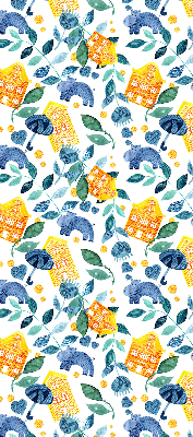 Rolgordijn verduisterend Gele huizen blauwe planten