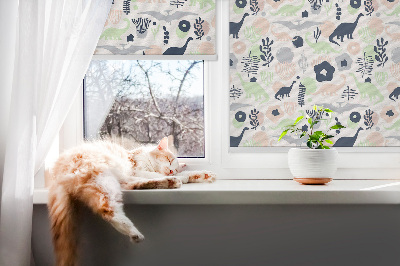 Rolgordijn voor het raam Kleurrijke dinosaurussen