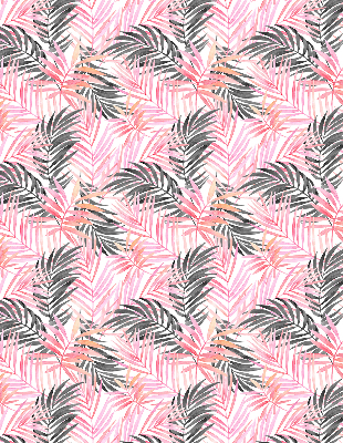 Rolgordijn voor het raam Roze en zwarte bladeren