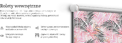 Rolgordijn voor het raam Roze en zwarte bladeren