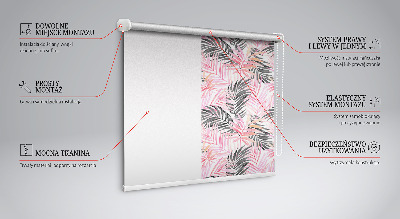 Rolgordijn voor het raam Roze en zwarte bladeren