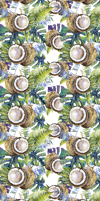 Rolgordijn voor het raam Kokosnoten en hun bladeren