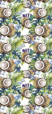 Rolgordijn voor het raam Kokosnoten en hun bladeren