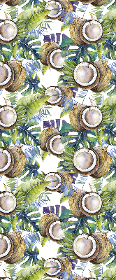 Rolgordijn voor het raam Kokosnoten en hun bladeren