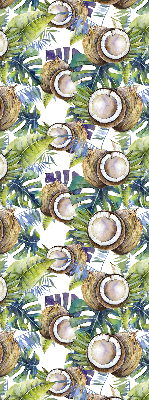 Rolgordijn voor het raam Kokosnoten en hun bladeren