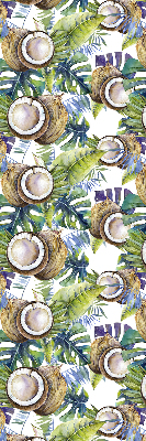 Rolgordijn voor het raam Kokosnoten en hun bladeren