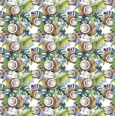 Rolgordijn voor het raam Kokosnoten en hun bladeren