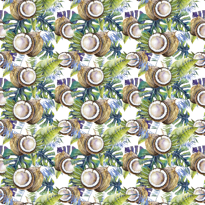 Rolgordijn voor het raam Kokosnoten en hun bladeren