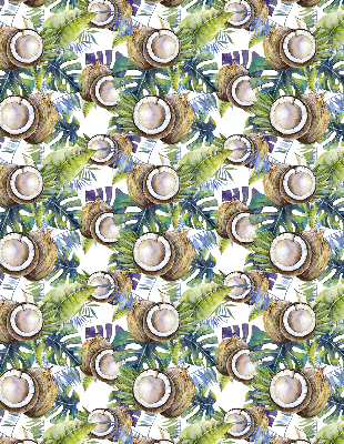 Rolgordijn voor het raam Kokosnoten en hun bladeren