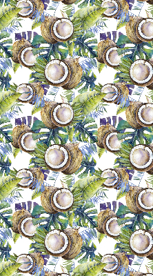 Rolgordijn voor het raam Kokosnoten en hun bladeren