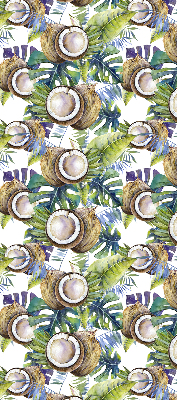 Rolgordijn voor het raam Kokosnoten en hun bladeren