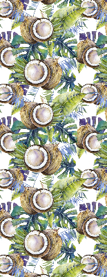 Rolgordijn voor het raam Kokosnoten en hun bladeren