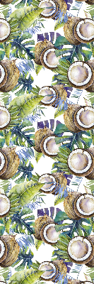 Rolgordijn voor het raam Kokosnoten en hun bladeren