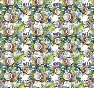 Rolgordijn voor het raam Kokosnoten en hun bladeren